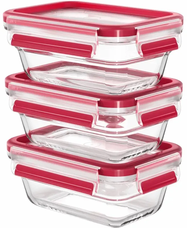 Набір скляних контейнерів Tefal Master Seal, 3 шт., прозорі.