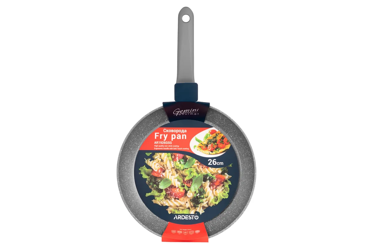 Сковорода ARDESTO Gemini Gourmet Vasto, 26 см, алюмінієва, сірого кольору.
