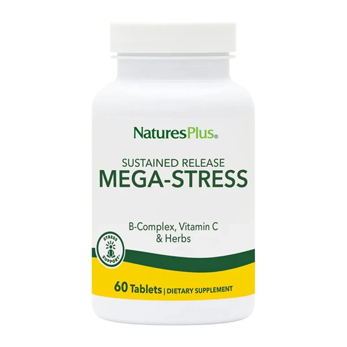 Таблетки NaturesPlus Mega-Stress 60 табл для боротьби зі стресом та підтримки організму.