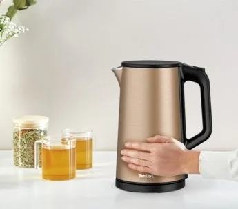 Електрочайник Tefal Double Layer SS 1.5л, з двошаровою конструкцією, мідного кольору.