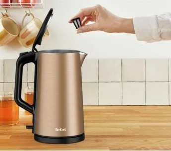 Електрочайник Tefal Double Layer SS 1.5л, з двошаровою конструкцією, мідного кольору.