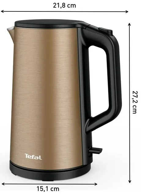 Електрочайник Tefal Double Layer SS 1.5л, з двошаровою конструкцією, мідного кольору.