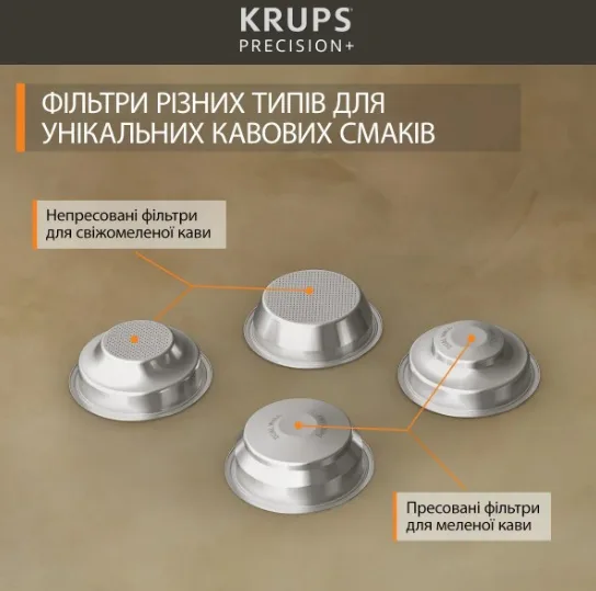 Кавоварка еспрессо Krups потужність 1380 Вт нержавіюча сталь чорна 31,2х33,4х41,3 см