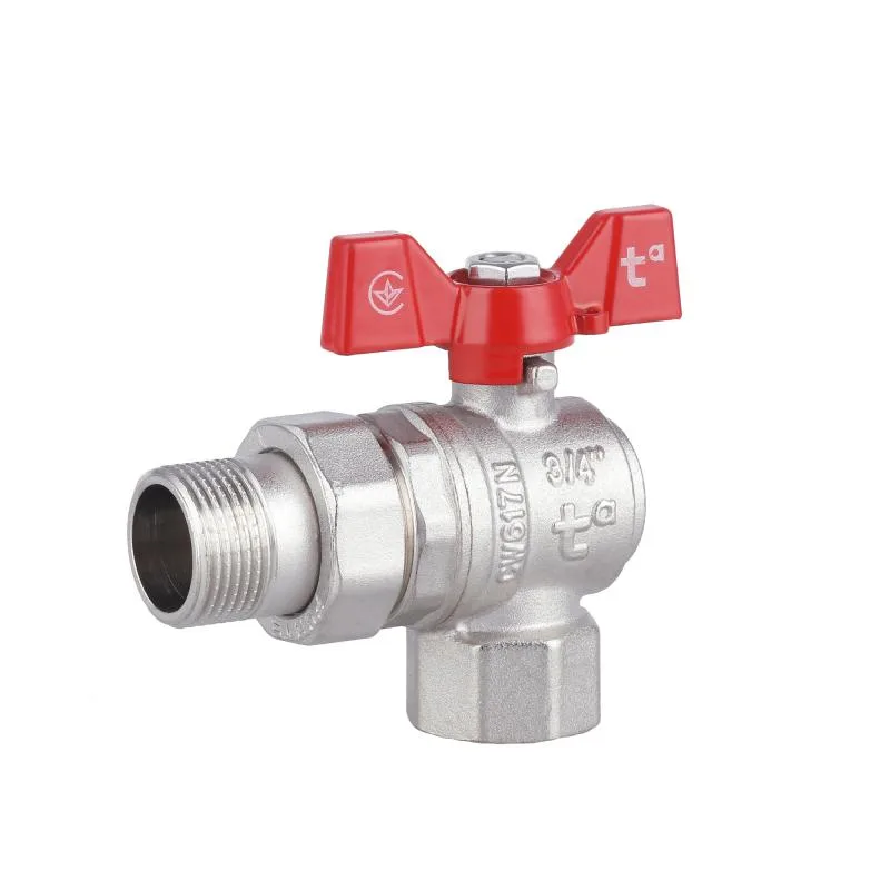 Кран кульовий кутовий 3/4" латунний SD Forte SF221W20 нікельований