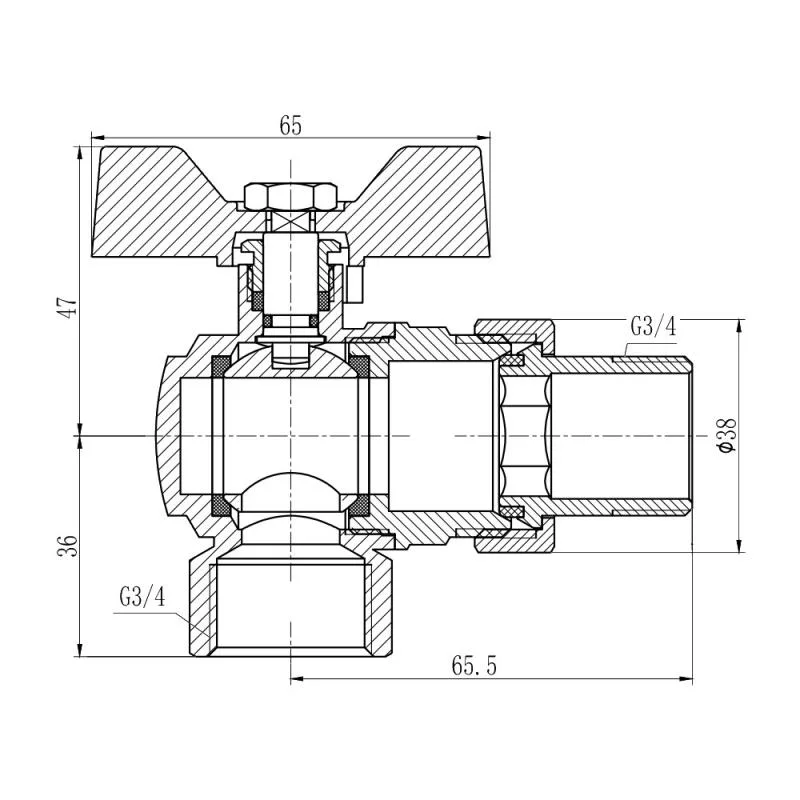 Кран кульовий кутовий 3/4" латунний SD Forte SF221W20 нікельований