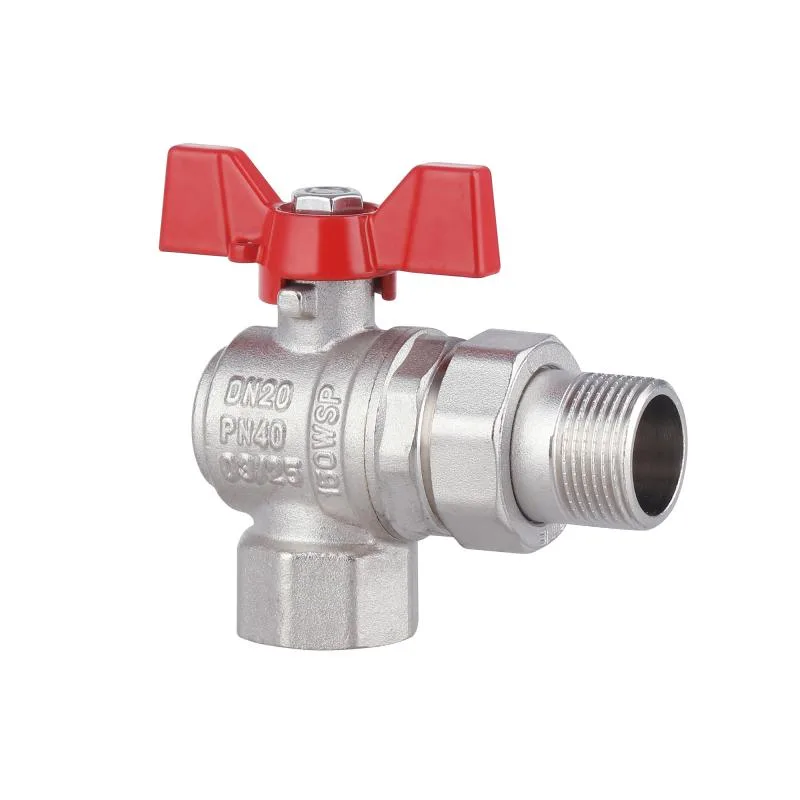 Кран кульовий кутовий 3/4" латунний SD Forte SF221W20 нікельований