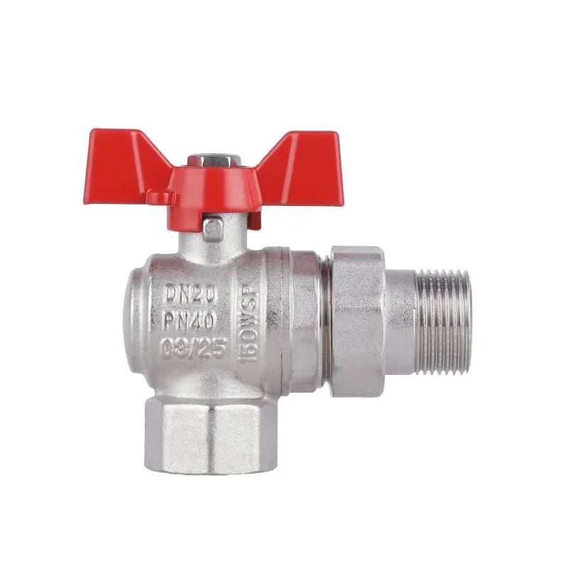 Кран кульовий кутовий 3/4" латунний SD Forte SF221W20 нікельований
