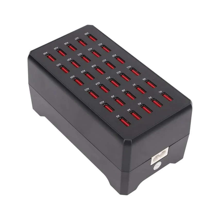 Зарядний пристрій 30 USB портів 150 Вт антивібраційний вогнетривкий чорний