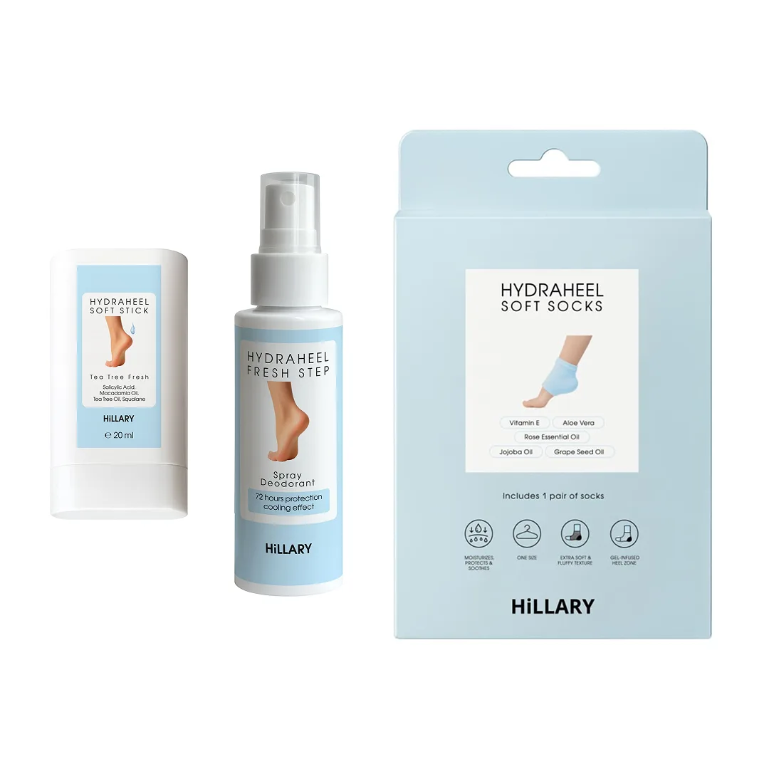 Набір проти тріщин, сухості та запаху стоп Hillary HydraHeel Repair & Odor Control Set