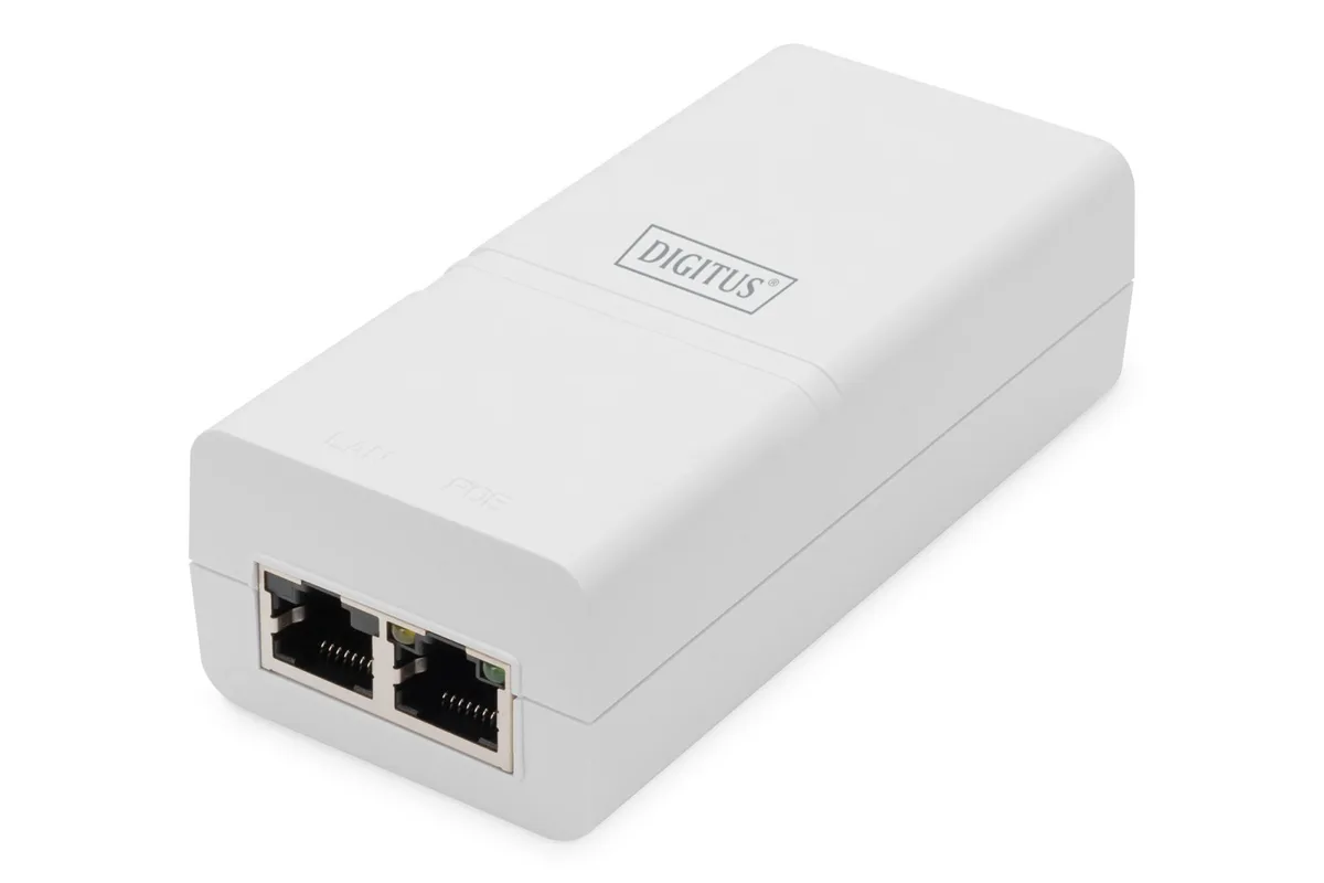 PoE-Инжектор DIGITUS PoE+ 802.3at, 10/100/1000 Mbps, максимальный выход 48V, 30W, белый.