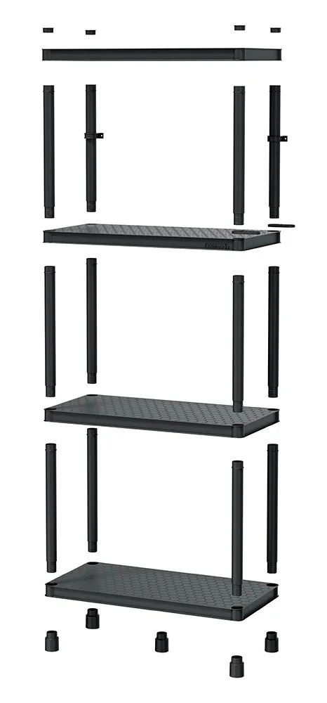 Стелаж Kistenberg пластиковий 131,5х60х30 см чорний 4 полиці до 185 кг