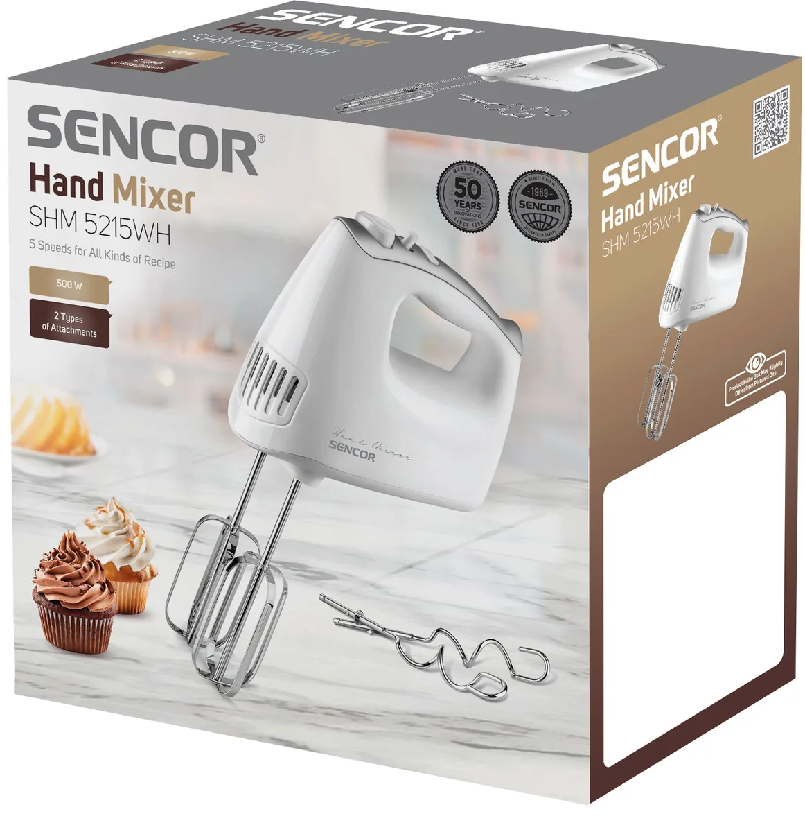 Ручний міксер Sencor 500 Вт 5 швидкостей білий
