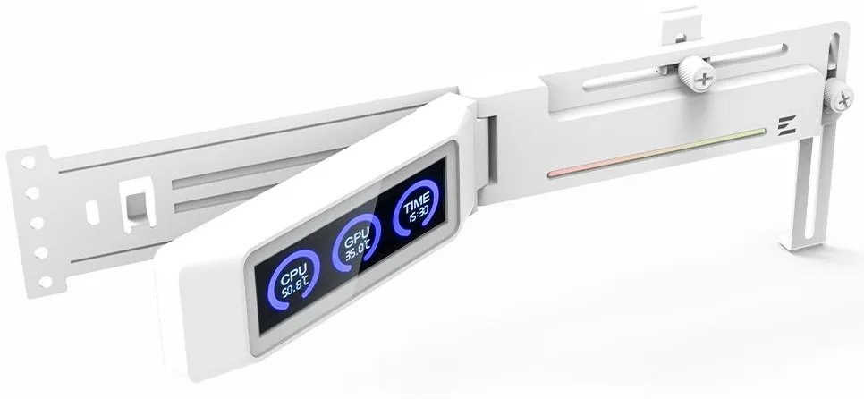 Держатель VGA с дисплеем Zalman ZM-VS3 DS, 5V 3Pin ARGB, USB 9Pin ARGB, белый.