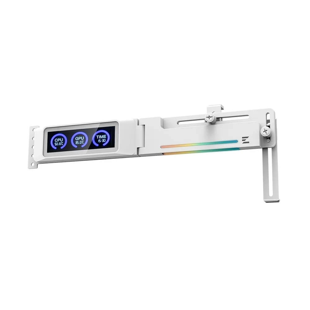 Тримач VGA з дисплеєм Zalman ZM-VS3 DS,  5V 3Pin ARGB, USB 9Pin ARGB, білий