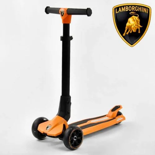 Трехколесный самокат Lamborghini складной для детей от 3 лет с алюминиевым рулем и светящимися колесами.