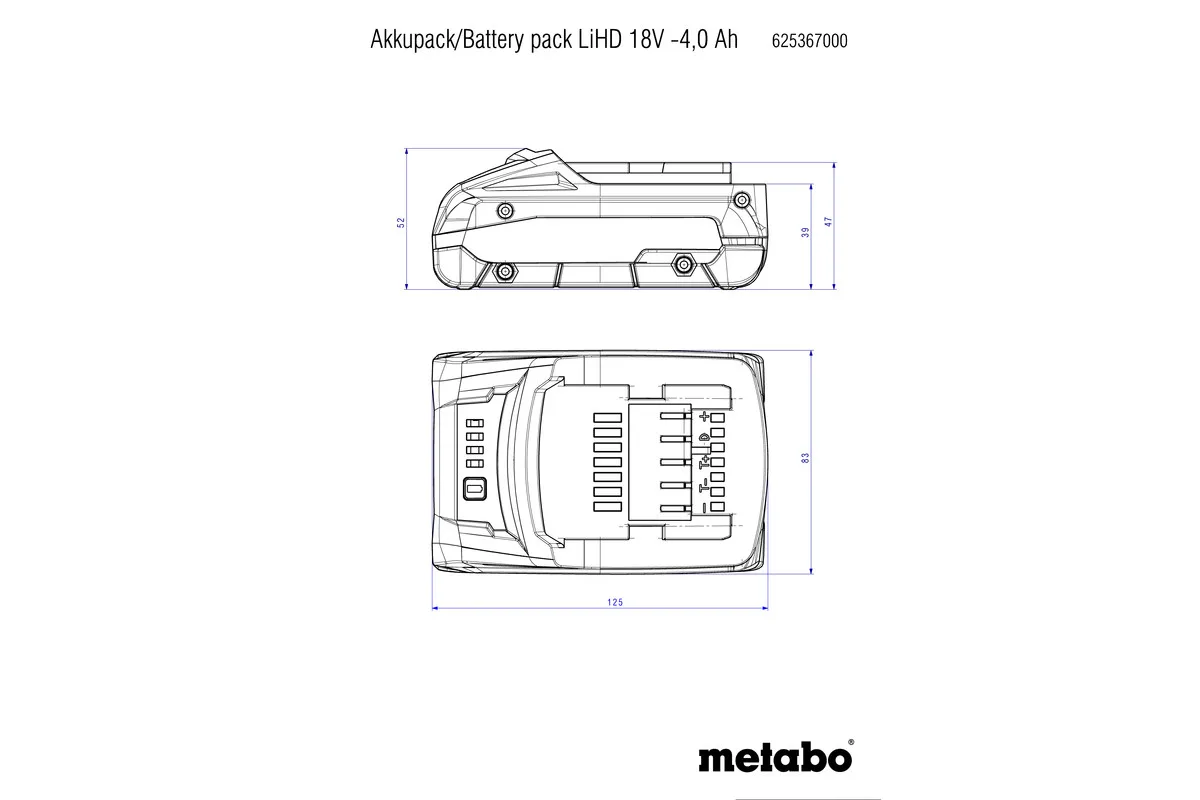 Акумулятор Metabo LiHD 18В 4Аг 0,58кг