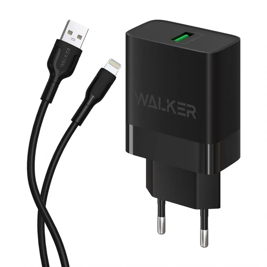 Мережевий зарядний пристрій WALKER 1USB 18W Чорний