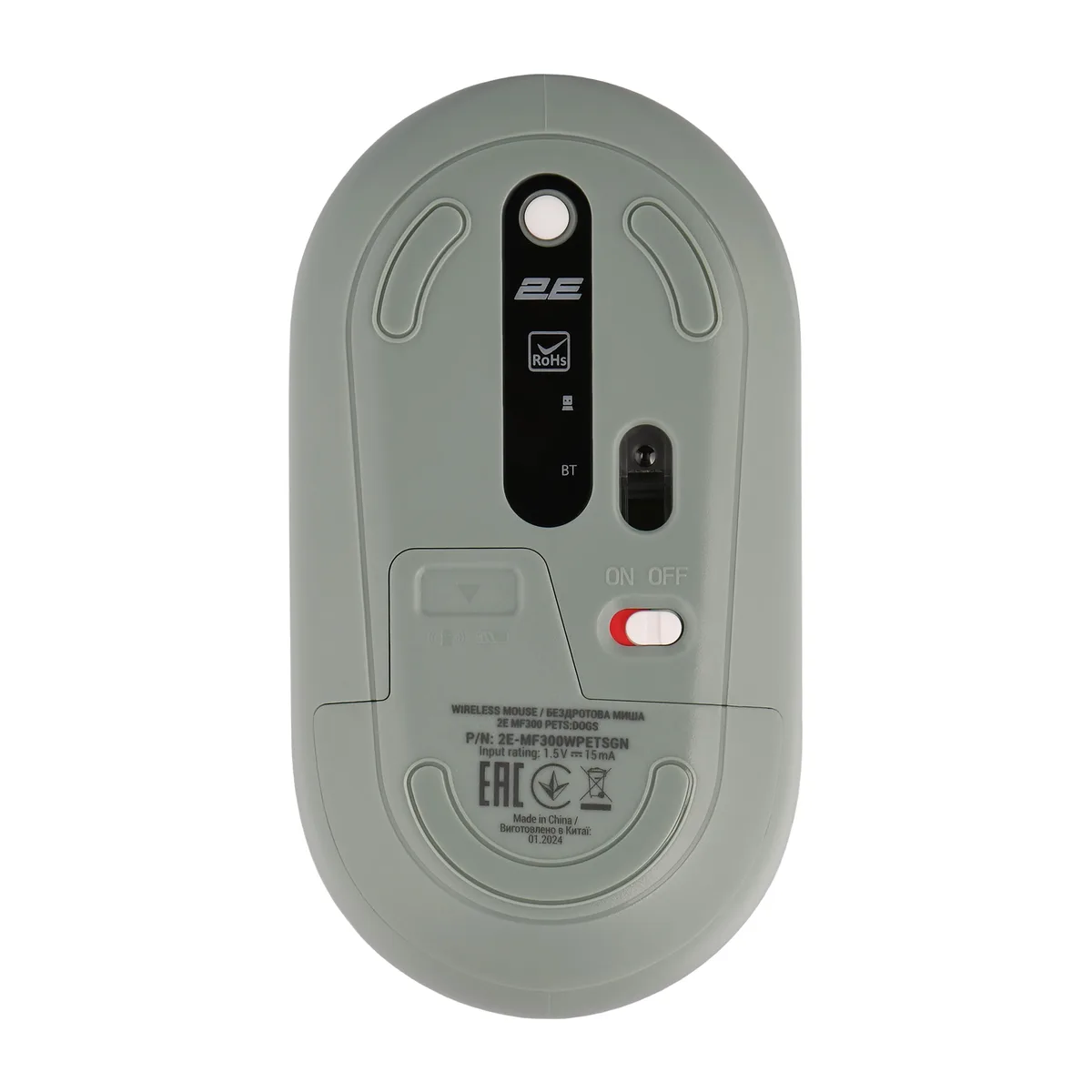 Миша 2E MF300 PETS:DOGS Silent WL BT, зеленый