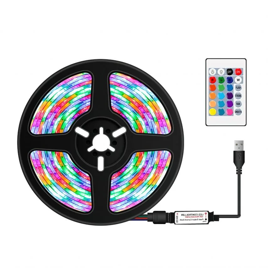 LED стрічка RGB 2835 5V 5м з пультом управління
