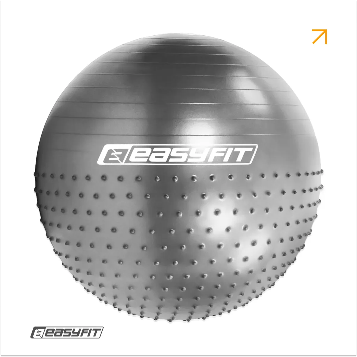 Фітбол EasyFit ПВХ 65 см Сірий Полумасажний