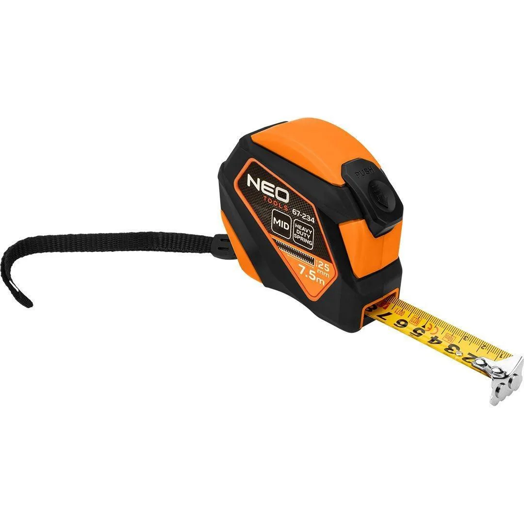 Рулетка Neo Tools, 7.5м x 25мм, зі стопором та магнітним кріпленням.