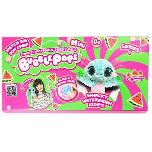 М'яка іграшка з ароматом Bubble Pops кавуновий аксолотль 20 см для малюків гіпоалергенна іграшка для обіймів