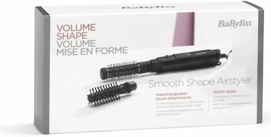 Фен-щетка Babyliss Airsyler Shape, 300Вт, 2 скорости, холодный обдув, 2 насадки, черный