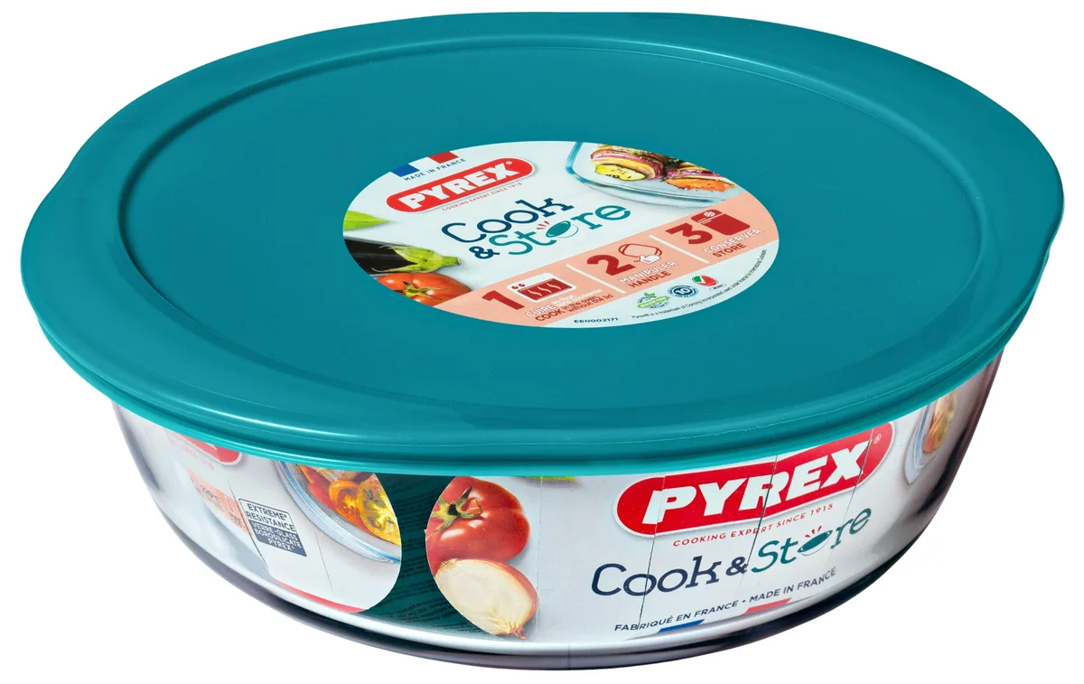Форма Pyrex боросиликатное стекло круглая 26х23х8 см с крышкой
