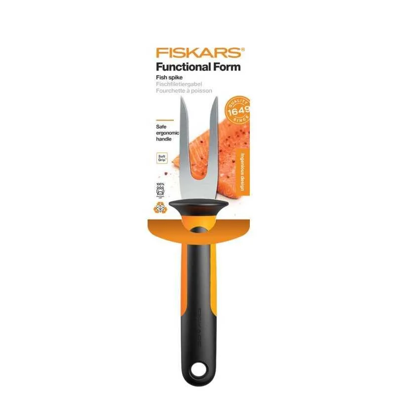 Вилка для риби Fiskars Functional Form, 19 см, нержавіюча сталь, пластик, чорного кольору.