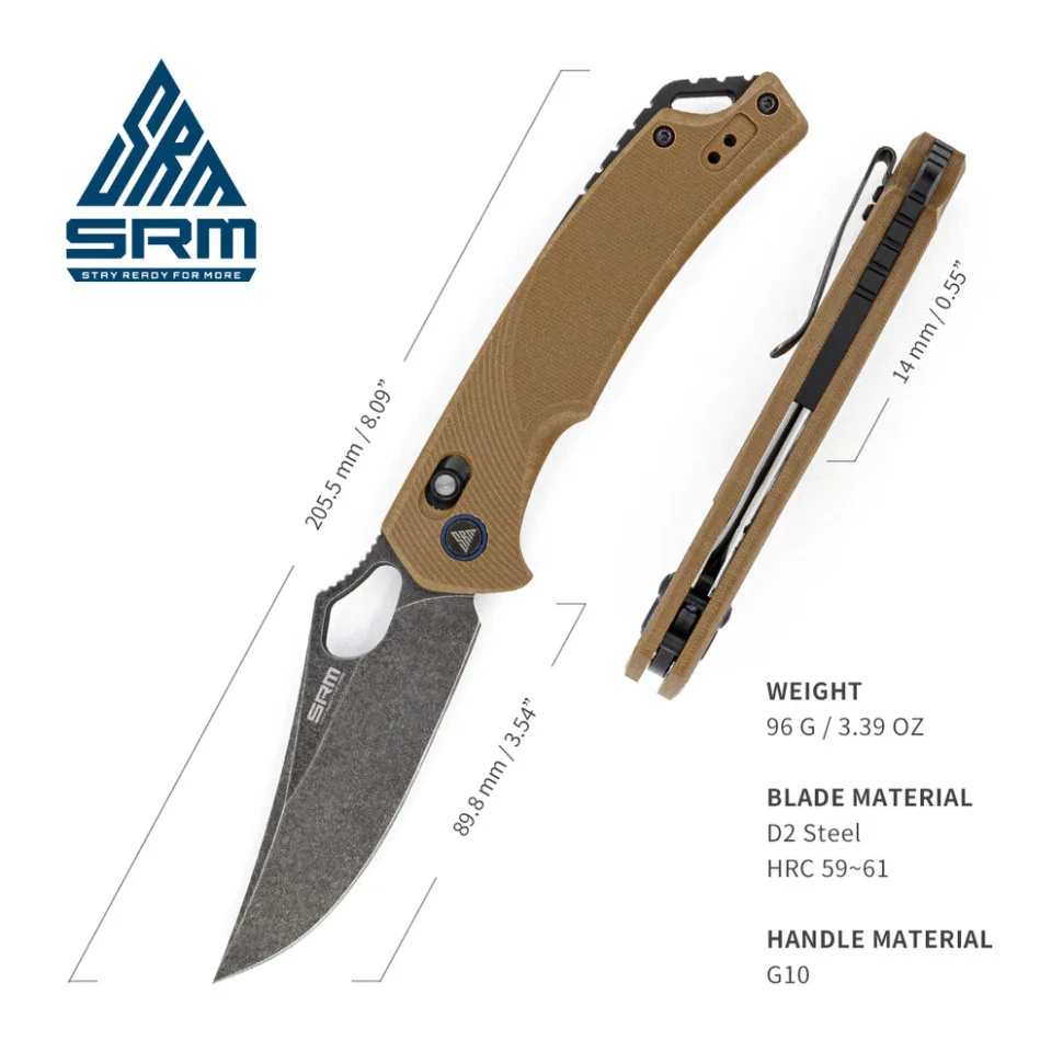 Складаний ніж SRM D2 90 мм коричневий G10