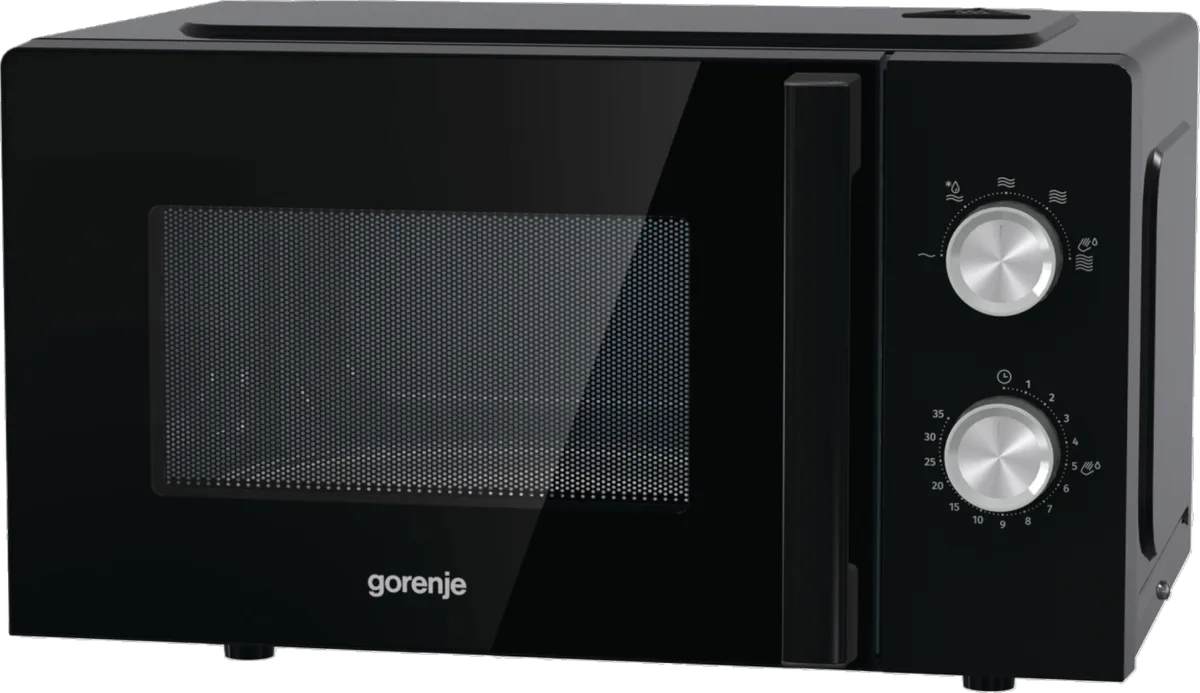 Мікрохвильова піч Gorenje, 17 л, механічне управління, 700 Вт, чорного кольору.