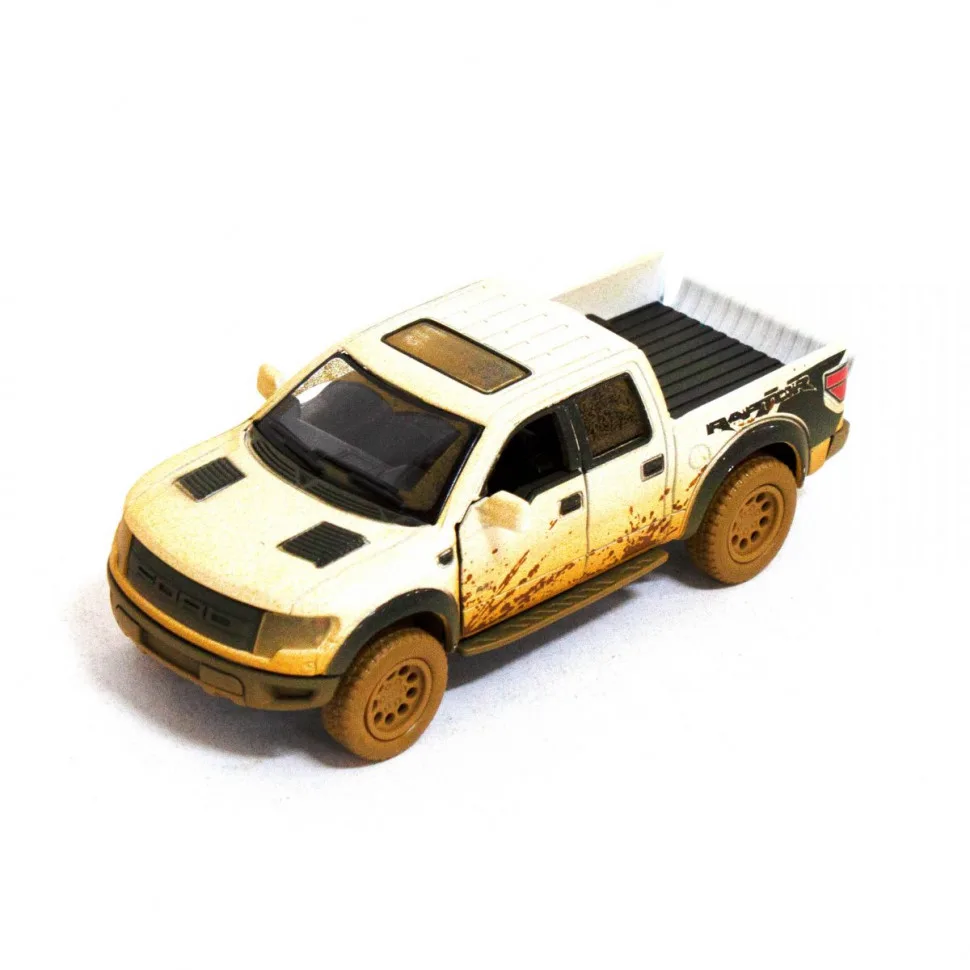 Детская инерционная машинка Kinsmart металлическая 1:46 белая Ford F-150 SVT Raptor-Supercrew