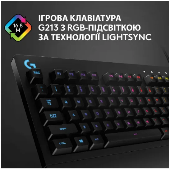Клавіатура Logitech Дротова Мембранна 113 кнопок 1,8 м Чорна з підсвічуванням