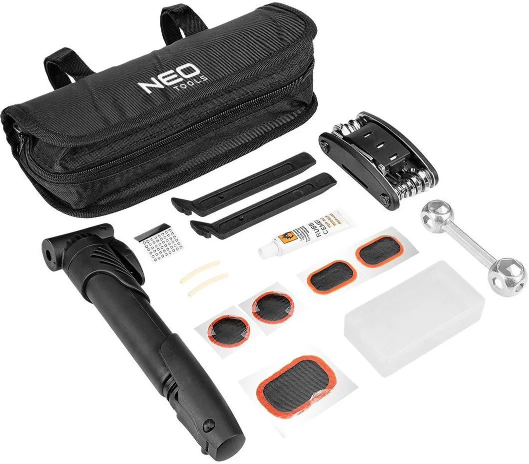 Набір для ремонту велосипеда Neo Tools, сумка з поліестеру 1680D, 23x15x6см 15шт