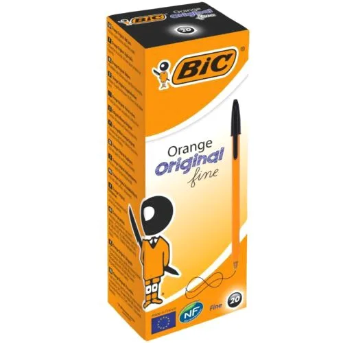 Кулькова ручка BIC Orange чорна 20 шт ручка для письма та малювання з тонким наконечником