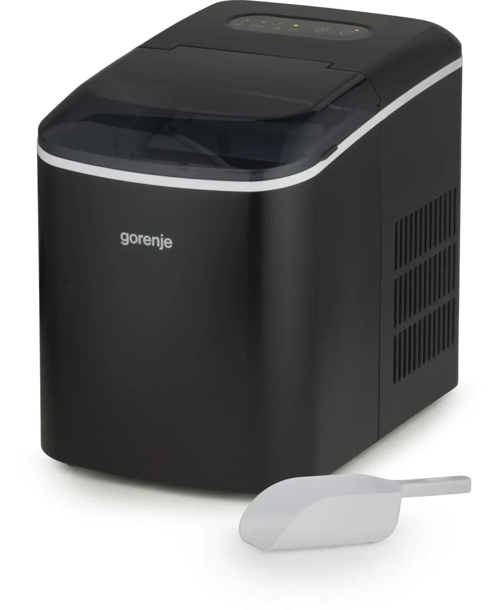 Льодогенератор для дому Gorenje, продуктивність 15 кг/добу, об'єм 2,2 л, чорний.