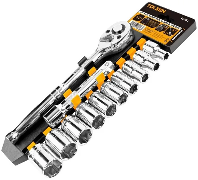 Комплект торцевих насадок Tolsen, 1/2", CrV, 12 шт.
