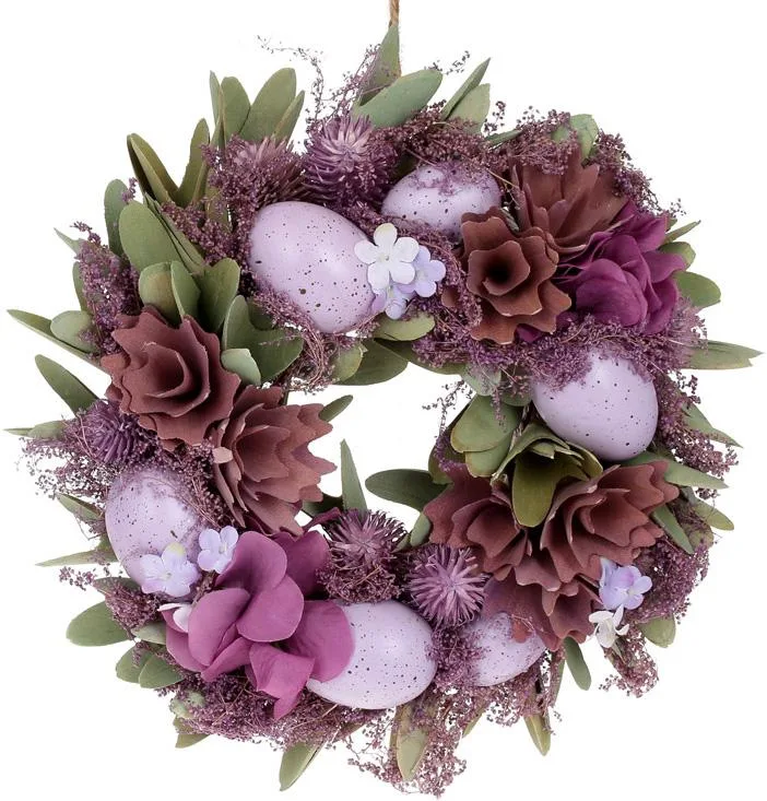 Великодній вінок Easter Wreath Лавандовий 24 см з пластику та сухої трави