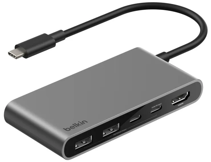 Хаб Belkin USB-C 5в1 HDMI 2xUSB-A 2xUSB-C чорний