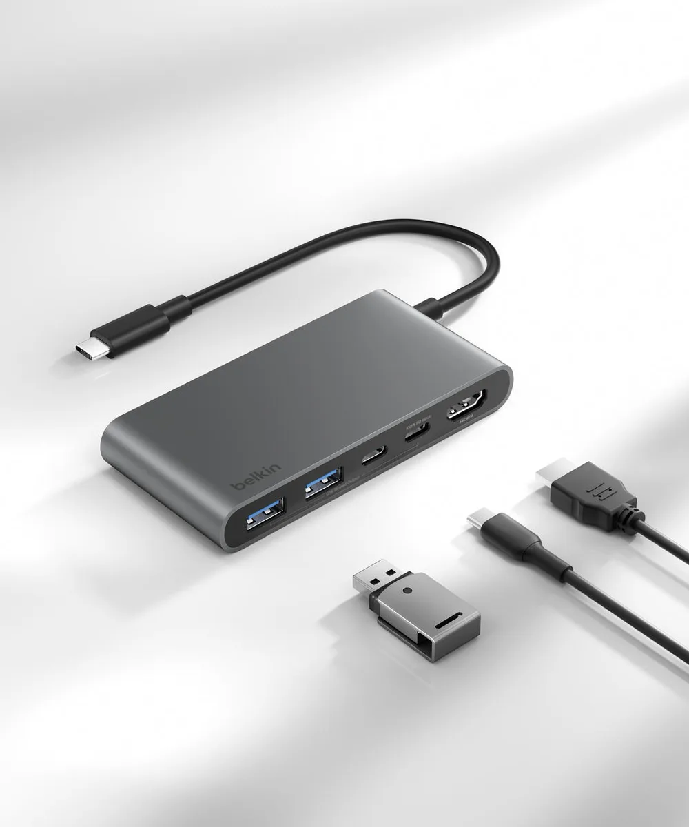 Хаб Belkin USB-C 5в1 HDMI 2xUSB-A 2xUSB-C черный