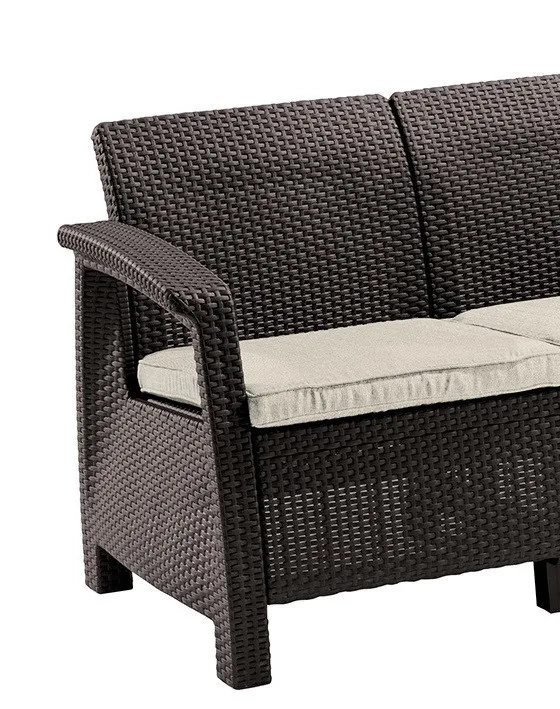 Диван пластиковий Keter Corfu II 2-місний 110х60х80 см коричневий