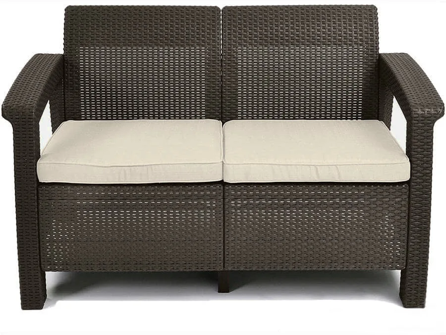 Диван пластиковий Keter Corfu II 2-місний 110х60х80 см коричневий