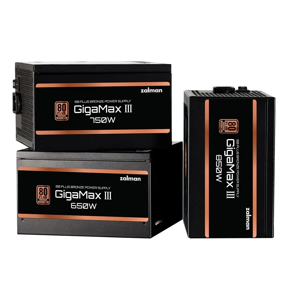 Блок живлення Zalman Gigamax 3  (850W), 88%, 80+ Bronze, 120мм, 1xMB 24pin(20+4), 2xCPU (8pin(4+4)+8pin), 3xMolex, 6xSATA, 4xPCIe 8pin(6+2), 1x12VHPWR, Semi Modular