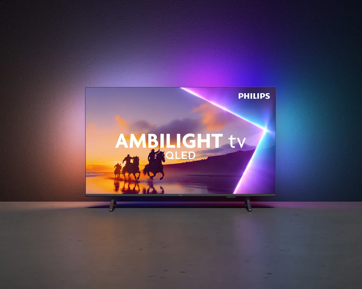 Телевізор Philips QLED 55 дюймів 4K Smart Titan OS Чорний Ambilight