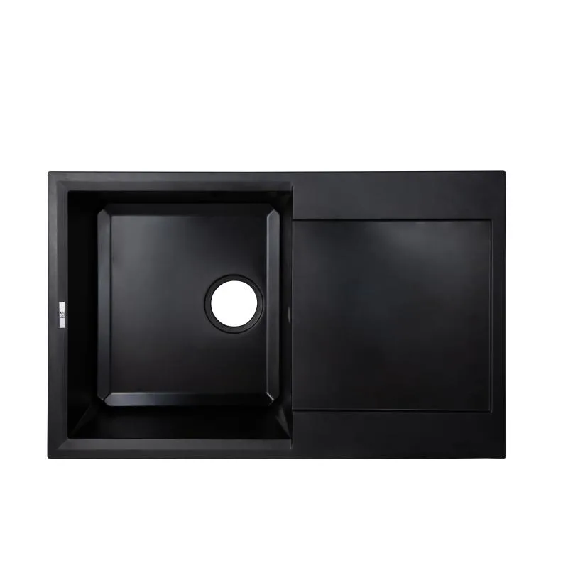 Кухонная мойка Lidz 790x495 мм искусственный камень антрацитовая с крылом для сушки посуды