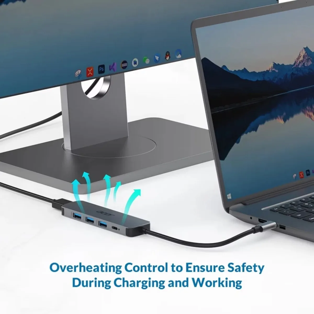 Хаб Acer 5in1 USB-C > 3xUSB-A 3.0/HDMI/USB-C, 0.15м, серый