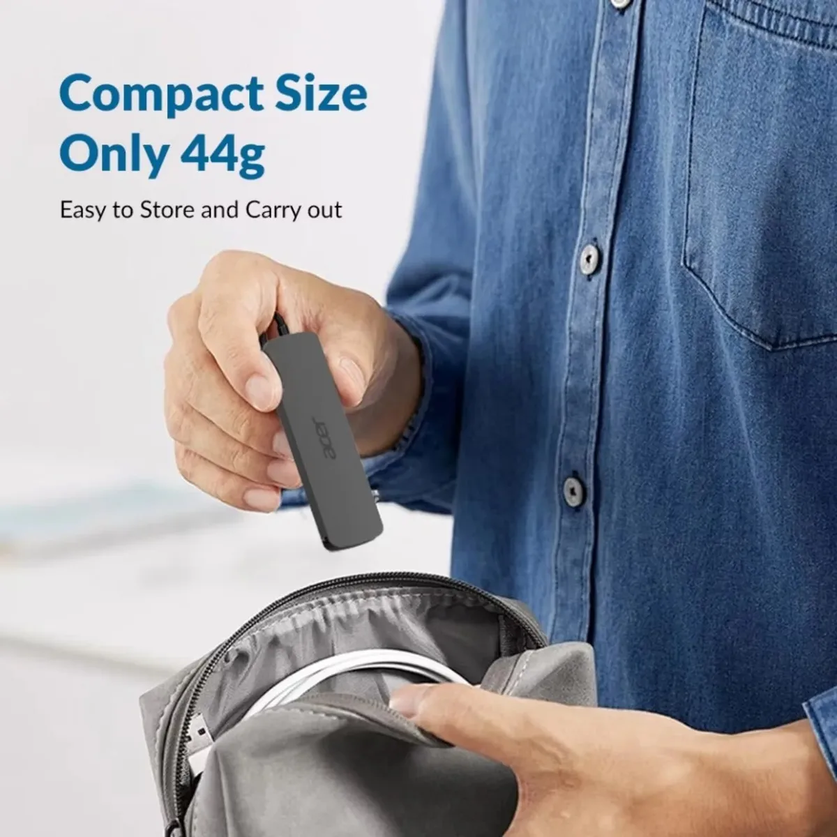 Хаб Acer 5in1 USB-C > 3xUSB-A 3.0/HDMI/USB-C, 0.15м, серый