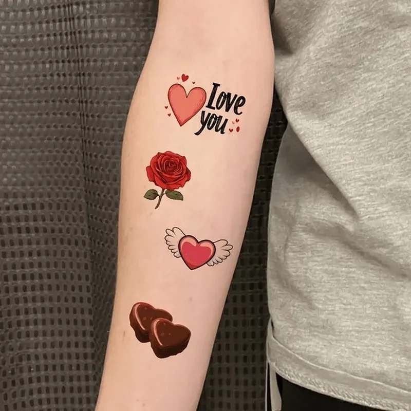 Временные татуировки Fresh Tattoo 12х7 см 10 шт Любовь безопасные детские