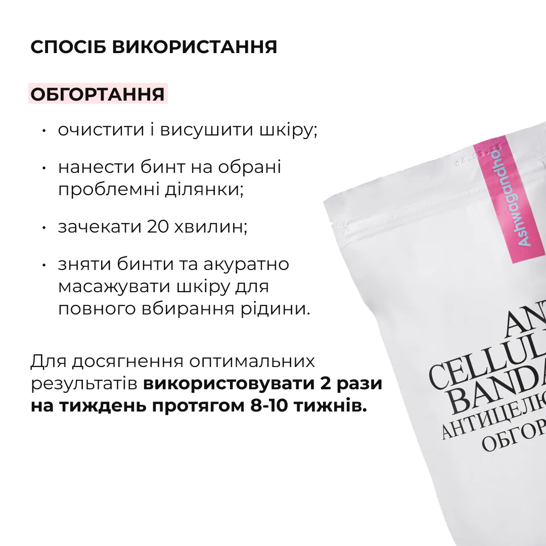 Курс антицелюлітного догляду в домашніх умовах з екстрактом ашваганди Hillary Ashwagandha Anti-Cellulite Care