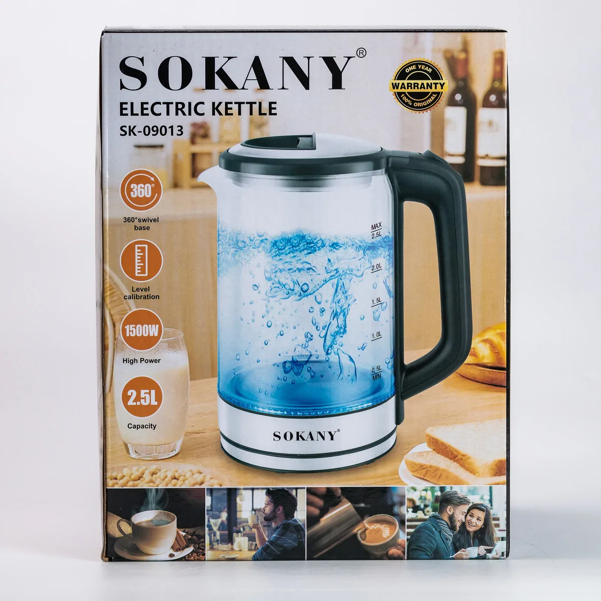 Електричний чайник Sokany Скло 2,5 л Прозорий